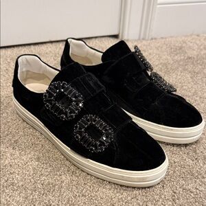 Roger Vivier black velvet "Sneaky Viv" slip-on sneakers EUC Sz 41
